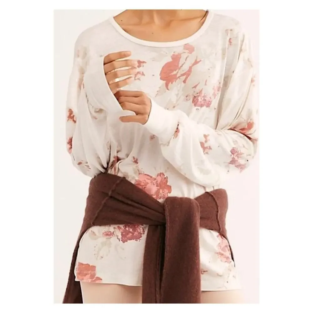 Free People We The Free Arielle Cream Floral Long Sleeve Top Sz.S NWT